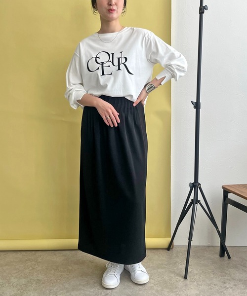 LHELBIE(レルビエ)の「フロッキーロゴシルケットロンT(Tシャツ/カットソー・レディース・ブラック/グレー/オフホワイト・M)」の10枚目の写真