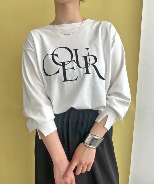 LHELBIE(レルビエ)の「フロッキーロゴシルケットロンT(Tシャツ/カットソー・レディース・ブラック/グレー/オフホワイト・M)」の7枚目の写真