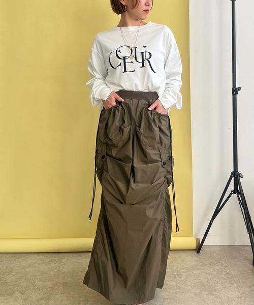 LHELBIE(レルビエ)の「フロッキーロゴシルケットロンT(Tシャツ/カットソー・レディース・ブラック/グレー/オフホワイト・M)」の13枚目の写真