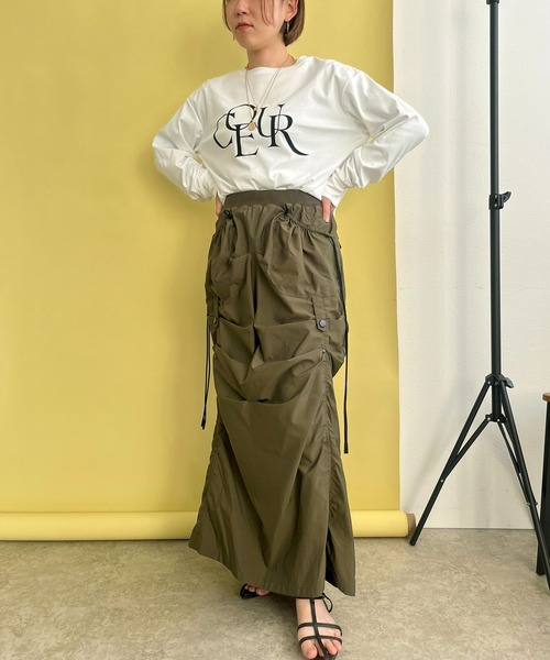 LHELBIE(レルビエ)の「フロッキーロゴシルケットロンT(Tシャツ/カットソー・レディース・ブラック/グレー/オフホワイト・M)」の14枚目の写真