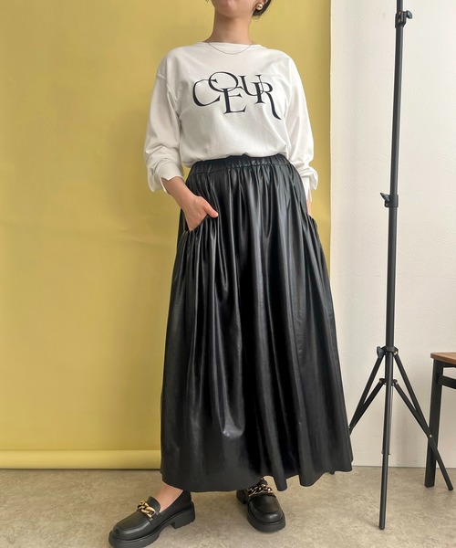 LHELBIE(レルビエ)の「フロッキーロゴシルケットロンT(Tシャツ/カットソー・レディース・ブラック/グレー/オフホワイト・M)」の11枚目の写真