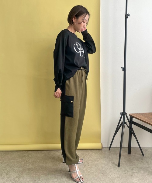 LHELBIE(レルビエ)の「フロッキーロゴシルケットロンT(Tシャツ/カットソー・レディース・ブラック/グレー/オフホワイト・M)」の22枚目の写真