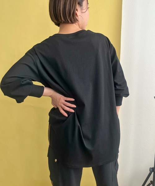 LHELBIE(レルビエ)の「フロッキーロゴシルケットロンT(Tシャツ/カットソー・レディース・ブラック/グレー/オフホワイト・M)」の16枚目の写真