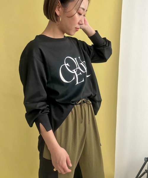 LHELBIE(レルビエ)の「フロッキーロゴシルケットロンT(Tシャツ/カットソー・レディース・ブラック/グレー/オフホワイト・M)」の15枚目の写真