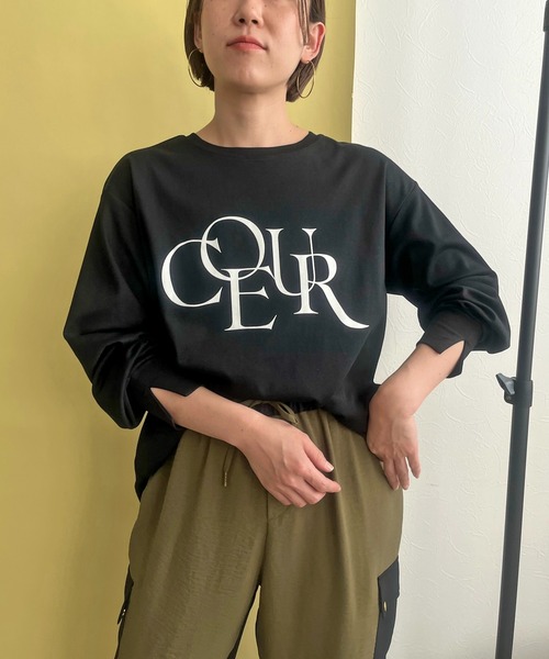 LHELBIE(レルビエ)の「フロッキーロゴシルケットロンT(Tシャツ/カットソー・レディース・ブラック/グレー/オフホワイト・M)」の17枚目の写真