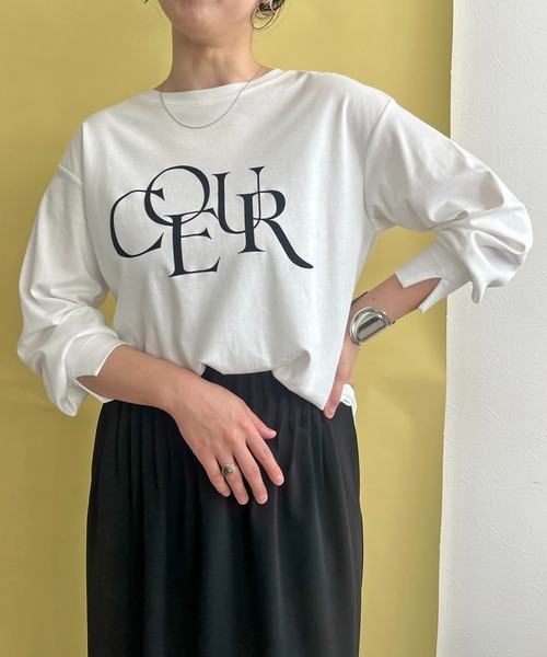 LHELBIE(レルビエ)の「フロッキーロゴシルケットロンT(Tシャツ/カットソー・レディース・ブラック/グレー/オフホワイト・M)」の4枚目の写真