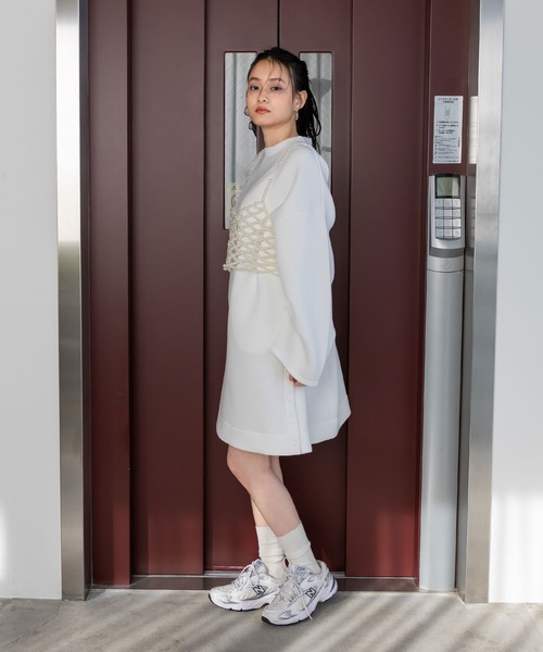 bohmal（ボマール）の「【最上もが】ボンディングタックスリーブミニワンピース（ワンピース・レディース・ブラック/ホワイト・FREE）」の22枚目の写真