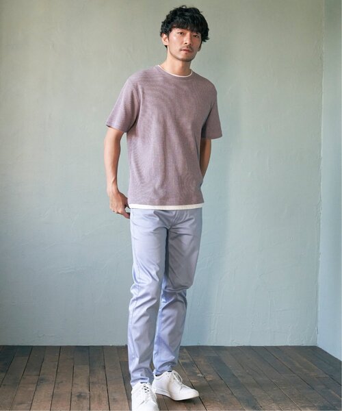 ikka(イッカ)の「メランジワッフルフェイクTシャツ(Tシャツ/カットソー・メンズ・ブラック/グレー/オリーブ/ブルー/ピンク・S/M/L/XL)」の12枚目の写真