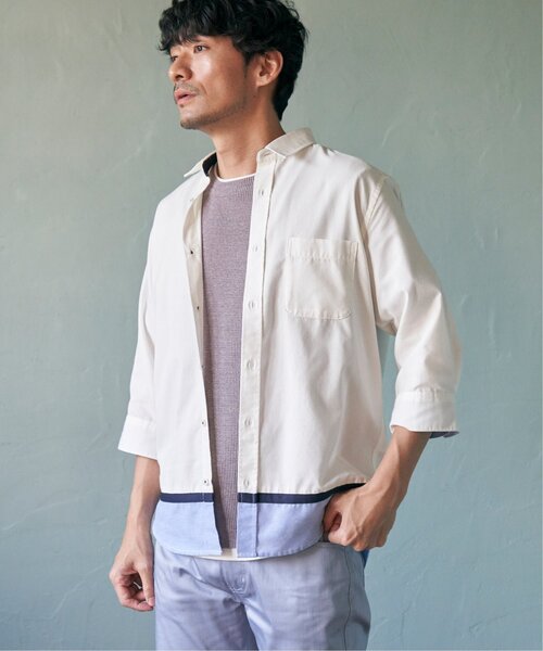 ikka(イッカ)の「メランジワッフルフェイクTシャツ(Tシャツ/カットソー・メンズ・ブラック/グレー/オリーブ/ブルー/ピンク・S/M/L/XL)」の11枚目の写真