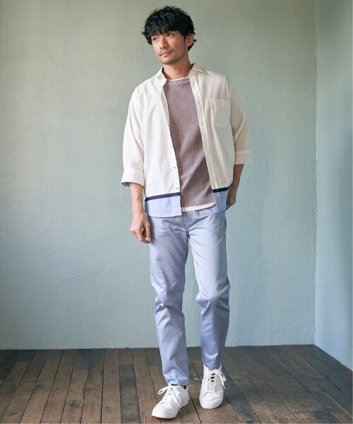 ikka（イッカ）の「【雑誌MonoMax4月号掲載】メランジワッフルフェイクTシャツ（Tシャツ/カットソー・メンズ・ブラック/グレー/オリーブ/ブルー/ピンク・S/M/L/XL）」の22枚目の写真