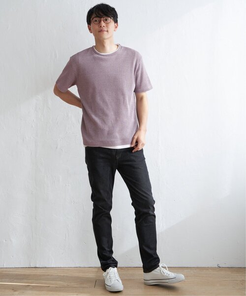 ikka（イッカ）の「【雑誌MonoMax4月号掲載】メランジワッフルフェイクTシャツ（Tシャツ/カットソー・メンズ・ブラック/グレー/オリーブ/ブルー/ピンク・S/M/L/XL）」の20枚目の写真