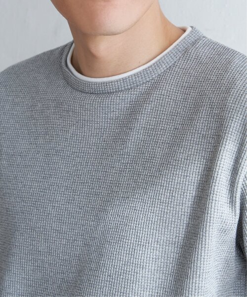 ikka（イッカ）の「【雑誌MonoMax4月号掲載】メランジワッフルフェイクTシャツ（Tシャツ/カットソー・メンズ・ブラック/グレー/オリーブ/ブルー/ピンク・S/M/L/XL）」の15枚目の写真