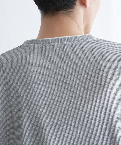 ikka（イッカ）の「【雑誌MonoMax4月号掲載】メランジワッフルフェイクTシャツ（Tシャツ/カットソー・メンズ・ブラック/グレー/オリーブ/ブルー/ピンク・S/M/L/XL）」の12枚目の写真