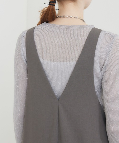 専用【新品】CLOCHE ベロアＶネックサロペット SALE】CLOCHE(クロッシェ)前後2WAY Vネックサロペット