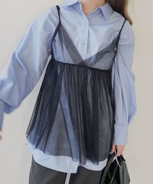 チュールキャミビスチェ/tulle cami bustier シアー シースルー 透け感 キャミソール レイヤード 重ね着 カジュアル 綺麗め レディライク ガーリー 韓国