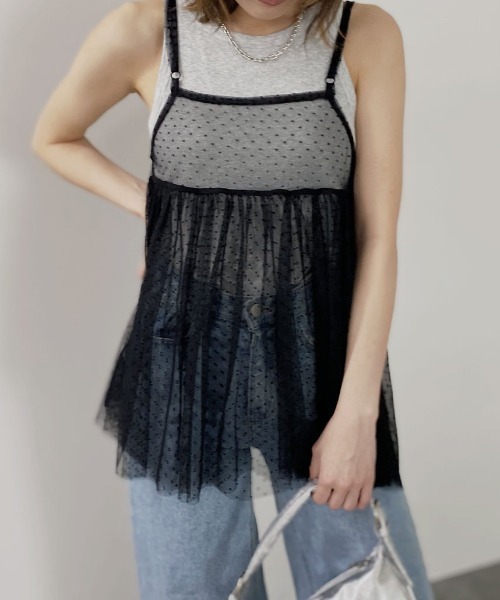 セール】チュールキャミビスチェ／tulle cami bustier シアー