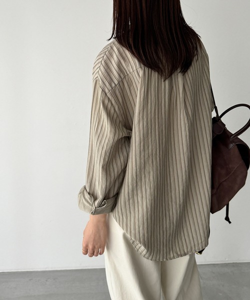 CANAL JEAN（キャナルジーン）の「El mar　ストライプシャツ（シャツ/ブラウス・レディース・ベージュ/アイボリー・ONE SIZE）」の10枚目の写真