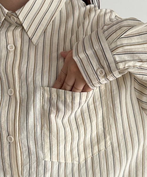 CANAL JEAN（キャナルジーン）の「El mar　ストライプシャツ（シャツ/ブラウス・レディース・ベージュ/アイボリー・ONE SIZE）」の16枚目の写真
