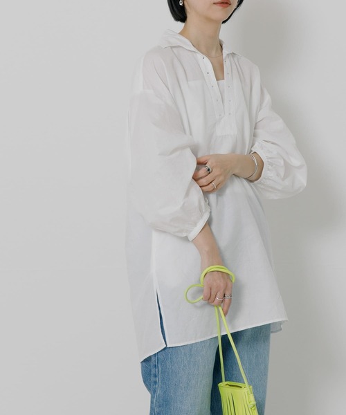 TICCA（ティッカ）の「TICCA コットンリネンレースアップシャツ