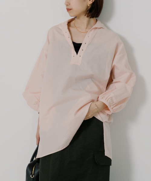 TICCA（ティッカ）の「TICCA コットンリネンレースアップシャツ