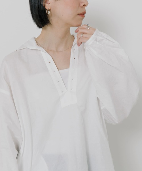 TICCA（ティッカ）の「TICCA コットンリネンレースアップシャツ
