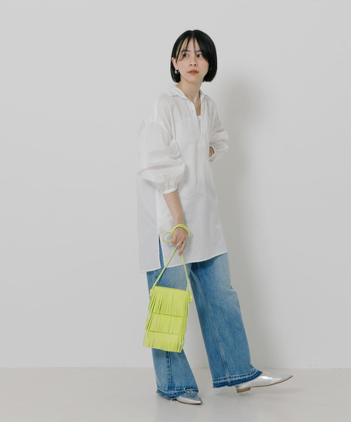 TICCA　近年モデル　レースアップ　リネンシャツ　日本製　ゆったり　美品 TICCA｜コットンリネンレースアップシャツ