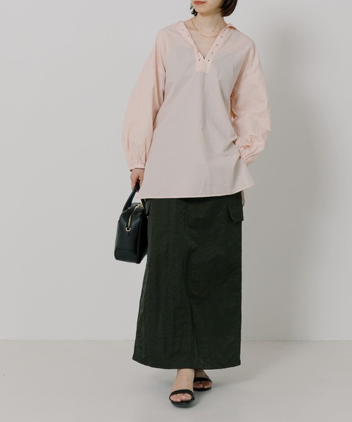 TICCA　近年モデル　レースアップ　リネンシャツ　日本製　ゆったり　美品 TICCA 近年モデル レースアップ リネンシャツ 日本製 ゆったり