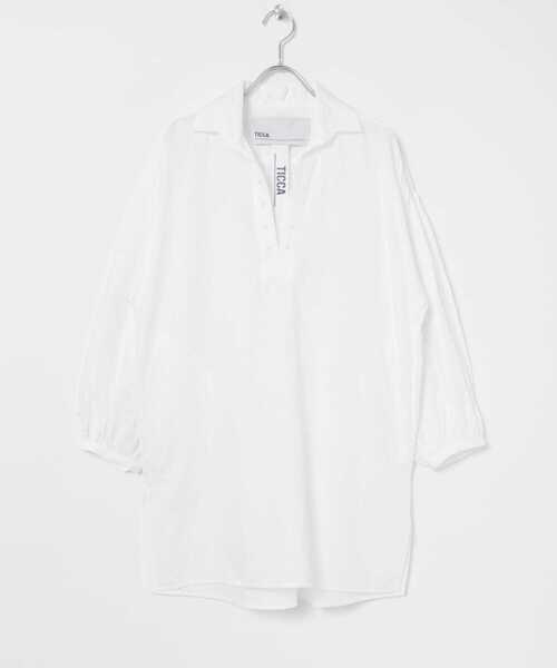 TICCA　近年モデル　レースアップ　リネンシャツ　日本製　ゆったり　美品 ティッカ TICCA コットンリネンレースアップシャツ （pink