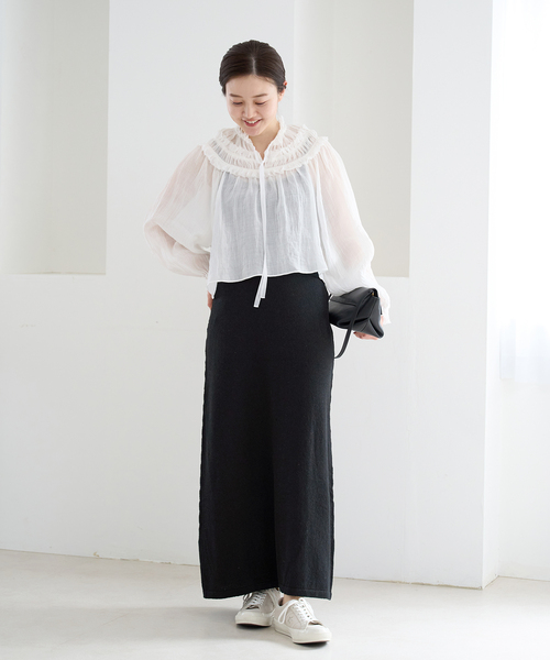 IENA(イエナ)の「コットンブークレーニットスカート(スカート・レディース・ベージュ/ブラック・38/36)」の18枚目の写真