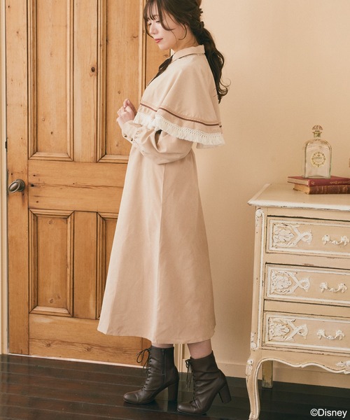 月末セール❣️45r ガーゼ裏毛のヘンリードレス　ベージュ　ロングワンピース 月末セール❣️45r ガーゼ裏毛のヘンリードレス ベージュ ロング