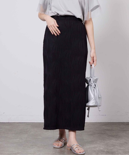 Chez toi（シェトワ）の「カットジャガードナロースカート（スカート・レディース・ブラック/ライトグレー/イエロー/ブラウン・FREE）」の5枚目の写真