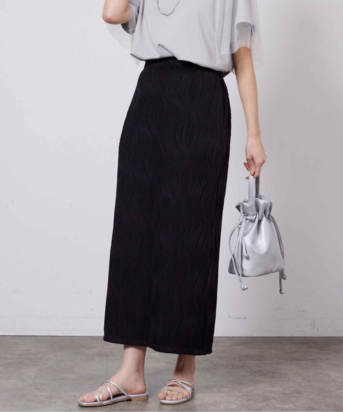 Chez toi（シェトワ）の「カットジャガードナロースカート（スカート・レディース・ブラック/ライトグレー/イエロー/ブラウン・FREE）」の8枚目の写真