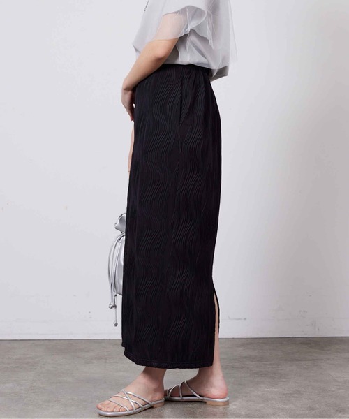 Chez toi（シェトワ）の「カットジャガードナロースカート（スカート・レディース・ブラック/ライトグレー/イエロー/ブラウン・FREE）」の9枚目の写真