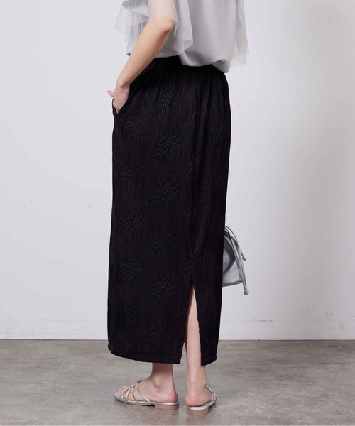 Chez toi（シェトワ）の「カットジャガードナロースカート（スカート・レディース・ブラック/ライトグレー/イエロー/ブラウン・FREE）」の10枚目の写真