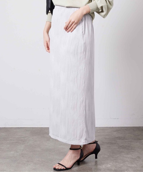 Chez toi（シェトワ）の「カットジャガードナロースカート（スカート・レディース・ブラック/ライトグレー/イエロー/ブラウン・FREE）」の19枚目の写真