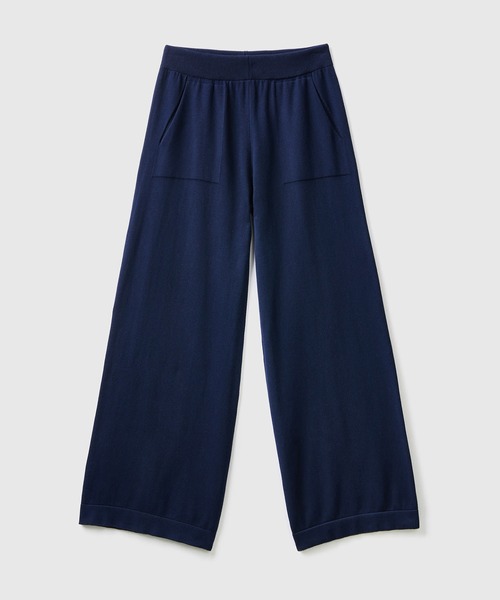 BENETTON (UNITED COLORS OF BENETTON)（ベネトンユナイテッドカラーズオブベネトン）の「コットン100％ニット無地ワイドパンツ（その他パンツ・レディース・ブラック/オフホワイト/ネイビー/ラベンダー・XX-SMALL/X-SMALL/SMALL/MEDIUM）」の9枚目の写真