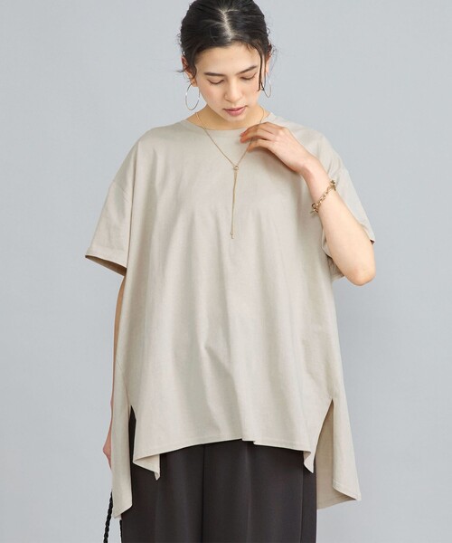 coen(コーエン)の「AラインチュニックTシャツ(WEB限定カラー)(Tシャツ/カットソー・レディース・ネイビー/ベージュ/ホワイト/オリーブ/ブラック・FREE)」の3枚目の写真