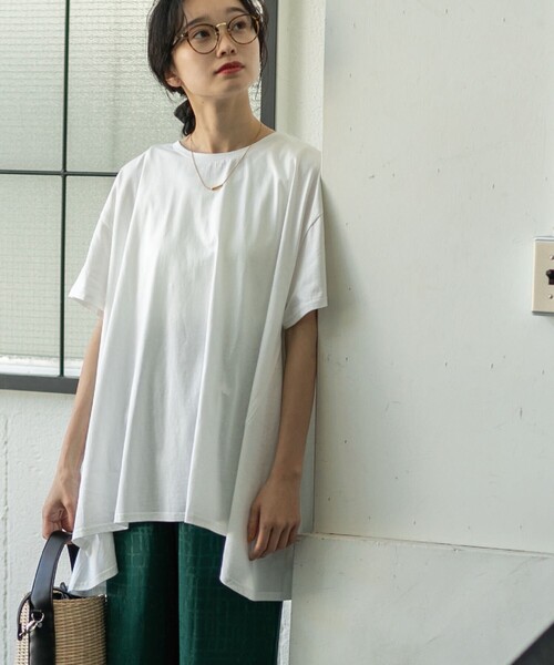 coen(コーエン)の「AラインチュニックTシャツ(WEB限定カラー)(Tシャツ/カットソー・レディース・ネイビー/ベージュ/ホワイト/オリーブ/ブラック・FREE)」の13枚目の写真