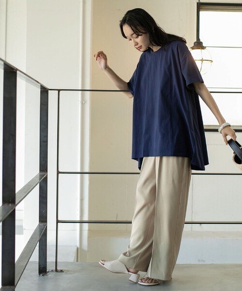 coen(コーエン)の「AラインチュニックTシャツ(WEB限定カラー)(Tシャツ/カットソー・レディース・ネイビー/ベージュ/ホワイト/オリーブ/ブラック・FREE)」の18枚目の写真
