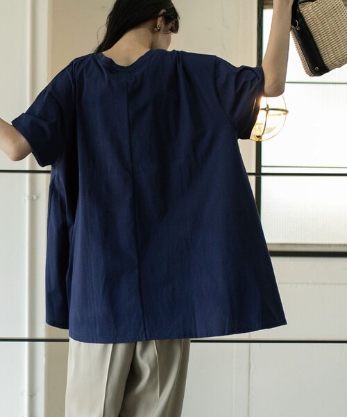 coen(コーエン)の「AラインチュニックTシャツ(WEB限定カラー)(Tシャツ/カットソー・レディース・ネイビー/ベージュ/ホワイト/オリーブ/ブラック・FREE)」の14枚目の写真