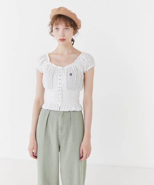 RUBY AND YOU（ルビーアンドユー）の「レースショートパフブラウス（シャツ/ブラウス・レディース・オフホワイト/ベージュ系その他・FREE）」の3枚目の写真