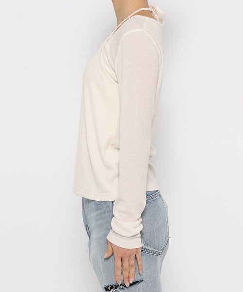 LOWRYS FARM(ローリーズファーム)の「レイヤードフウプルオーバーLS 107630(Tシャツ/カットソー・レディース・アイボリー/ブラック・FREE)」の4枚目の写真