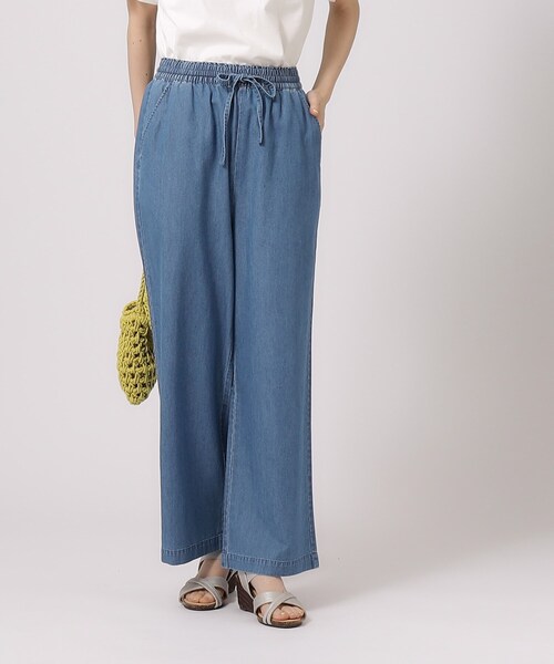 SHOO・LA・RUE（シューラルー）の「◆【洗える】大人の柔らかデニムワイドパンツ（デニムパンツ・レディース・ネイビー/ブルー系その他・03/04/02）」の3枚目の写真