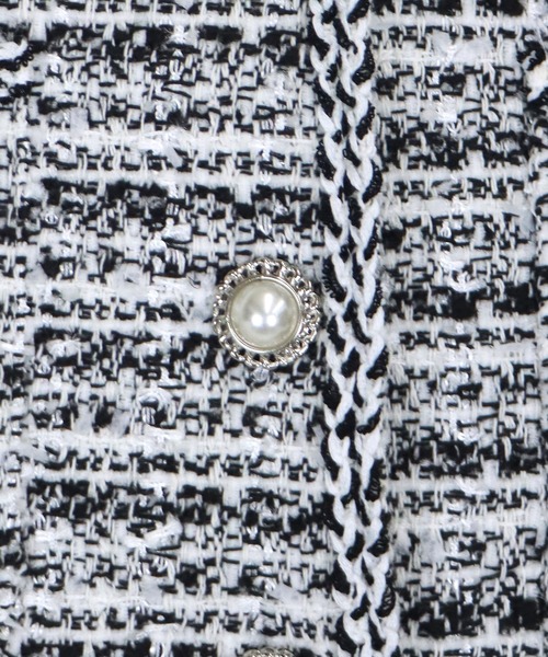 BLUEEAST(ブルーイースト)の「パールボタン半袖ツイードジャケット(ノーカラージャケット・レディース・ホワイト/ブラック/ブルー・MEDIUM)」の18枚目の写真