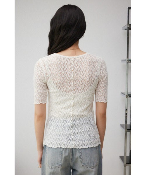 AZUL by moussy（アズールバイマウジー）の「カットレース半袖トップス（Tシャツ/カットソー・レディース・ブラック/アイボリー・FREE）」の8枚目の写真