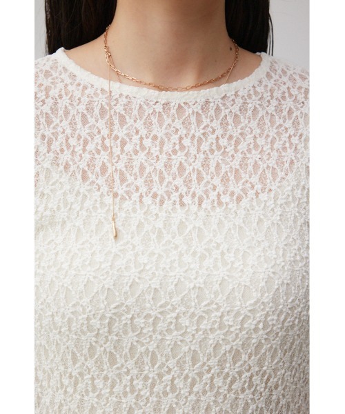 AZUL by moussy（アズールバイマウジー）の「カットレース半袖トップス（Tシャツ/カットソー・レディース・ブラック/アイボリー・FREE）」の9枚目の写真