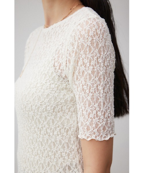 AZUL by moussy（アズールバイマウジー）の「カットレース半袖トップス（Tシャツ/カットソー・レディース・ブラック/アイボリー・FREE）」の10枚目の写真