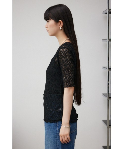 AZUL by moussy（アズールバイマウジー）の「カットレース半袖トップス（Tシャツ/カットソー・レディース・ブラック/アイボリー・FREE）」の17枚目の写真