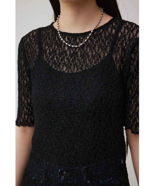 AZUL by moussy（アズールバイマウジー）の「カットレース半袖トップス（Tシャツ/カットソー・レディース・ブラック/アイボリー・FREE）」の19枚目の写真