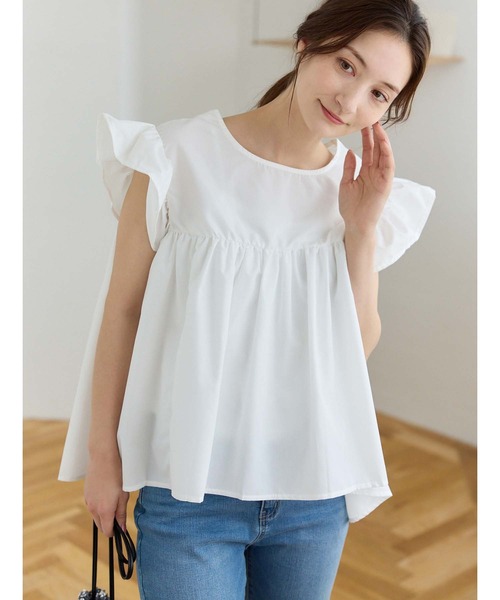 fifth(フィフス)の「フリルスリーブチュニック(シャツ/ブラウス・レディース・ブラック/ホワイト・M)」の2枚目の写真